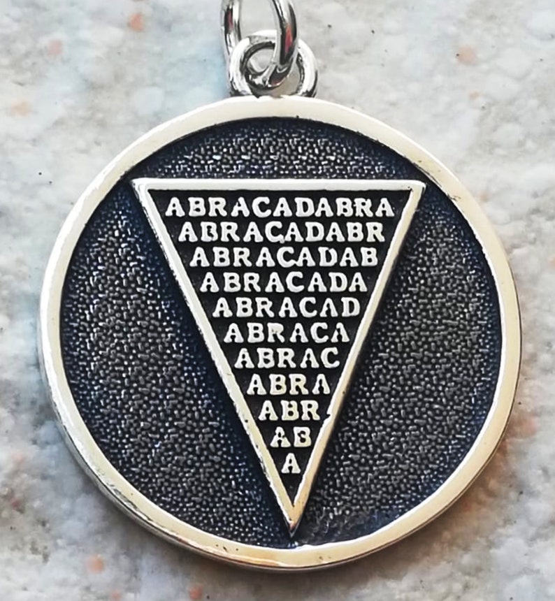 Abracadabra Abraxas Cabalistic, Magic Occult Esoteric Amulet Ancient Handmade 3D Pendant Solid Sterling Silver 925 image 2