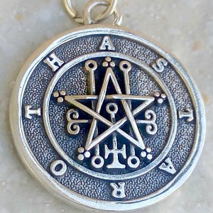 Seal of Astaroth Sigil demonic Lesser Key of Solomon Handmade 3D Pendant Solid Sterling Silver 925
