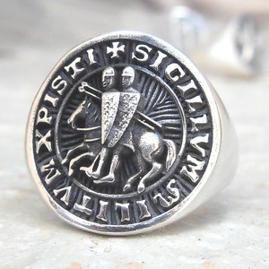 The Seal of Knights Templar Handmade 3D Ring Solid Sterling Silver 925 ...