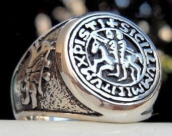 Seal of Knights Templar Handmade Ring Sterling Silver 925