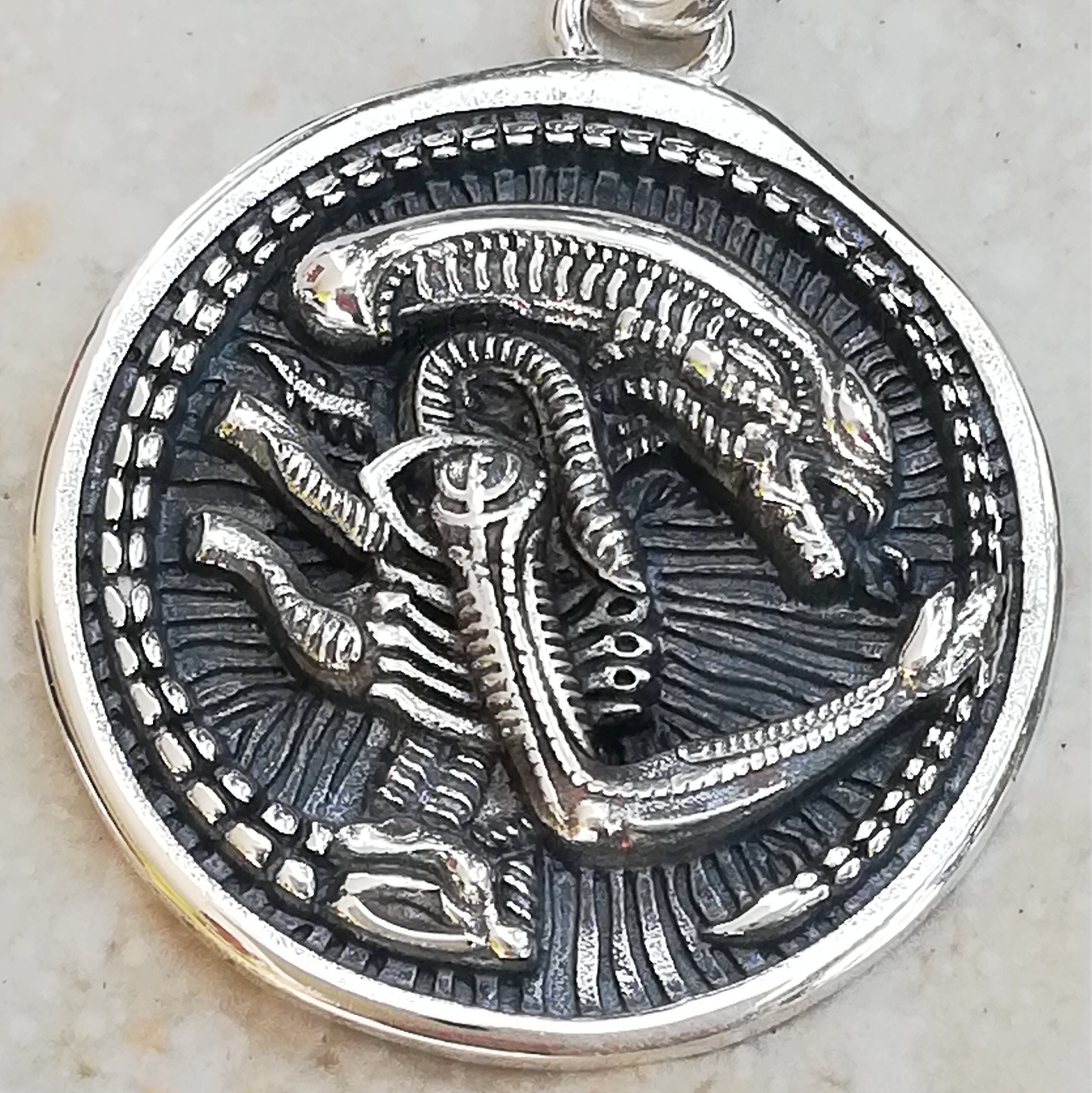 Alien Xenomorph Predator Handmade 3D Pendant Solid Sterling Silver 925 ...