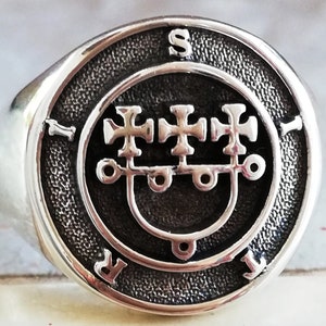 Seal Sigil of Sitri or Seth Sigils of Goetia Satanic Jewelry Handmade 3D Ring Solid Sterling Silver 925