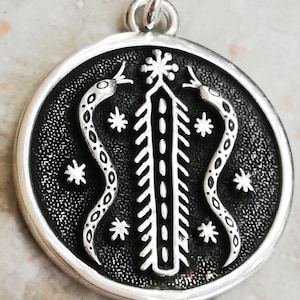Damballah Voodoo Veve Handmade 3D Pendant Solid Sterling Silver 925