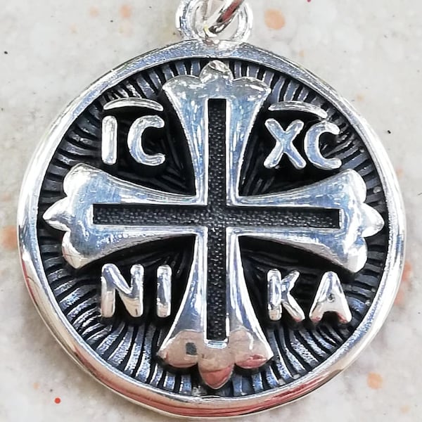 IC XC Nika Jesus Christ Christian Cross Handmade 3D Pendant Solid Sterling Silver 925