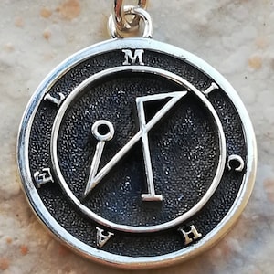 Solid Sterling Silver 925 Archangel Michael Sigil &quot;Who is like God?&quot; ,Protector Handmade 3D Pendant
