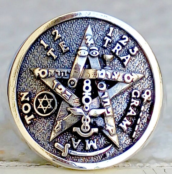 Pentagram of Eliphas Levi Magic Handmade 3D Ring Solid