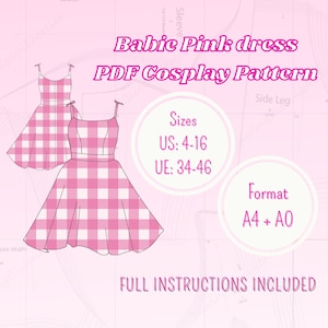 Babie Pink Dress Cosplay Pattern | PDF Sewing Pattern + Instructions A4/A0
