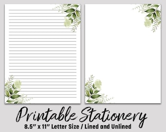 Printable Writing Paper, PRINTABLE Stationery, Printable Stationary, Botanical Letter Writing Paper, Writing Set, Notepaper, Penpal,