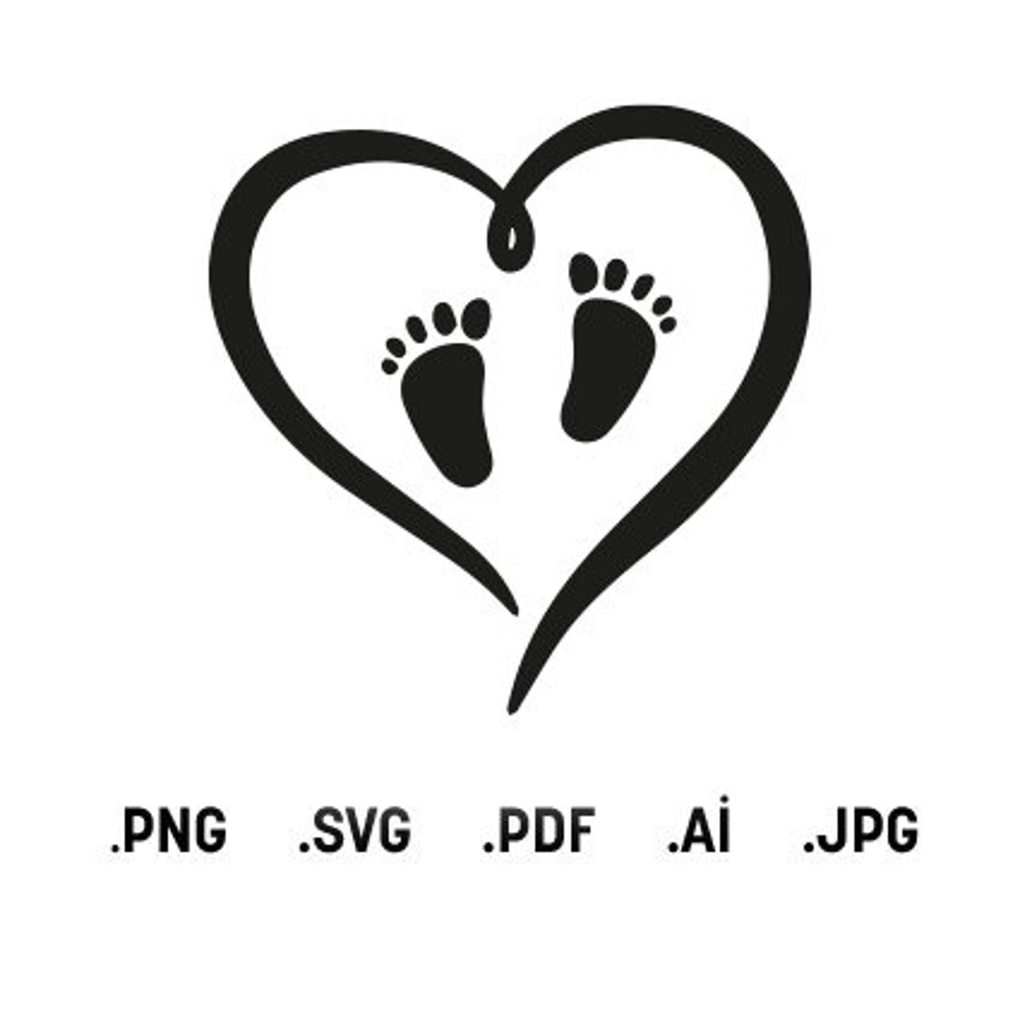 Baby Footprint, Baby Feet Instant Downloads, Baby Foot Print Love 2-SVG ...