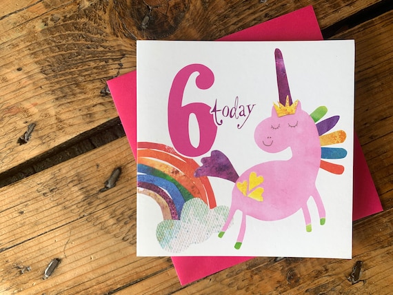 Carte d'anniversaire 6 ans, carte licorne, 6 ans, anniversaire enfant -   France