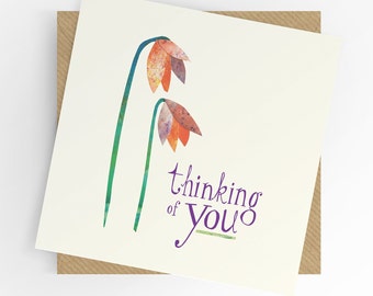 Thinking of you, sympathy card, greeting cards, hand illustrated