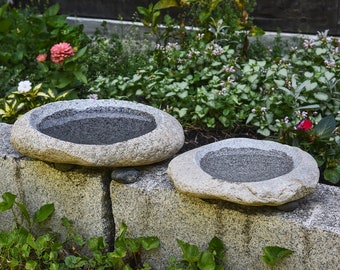 Handmade Natural Riverstone Bird Bath for Balcony, Patio, Garden or Yard