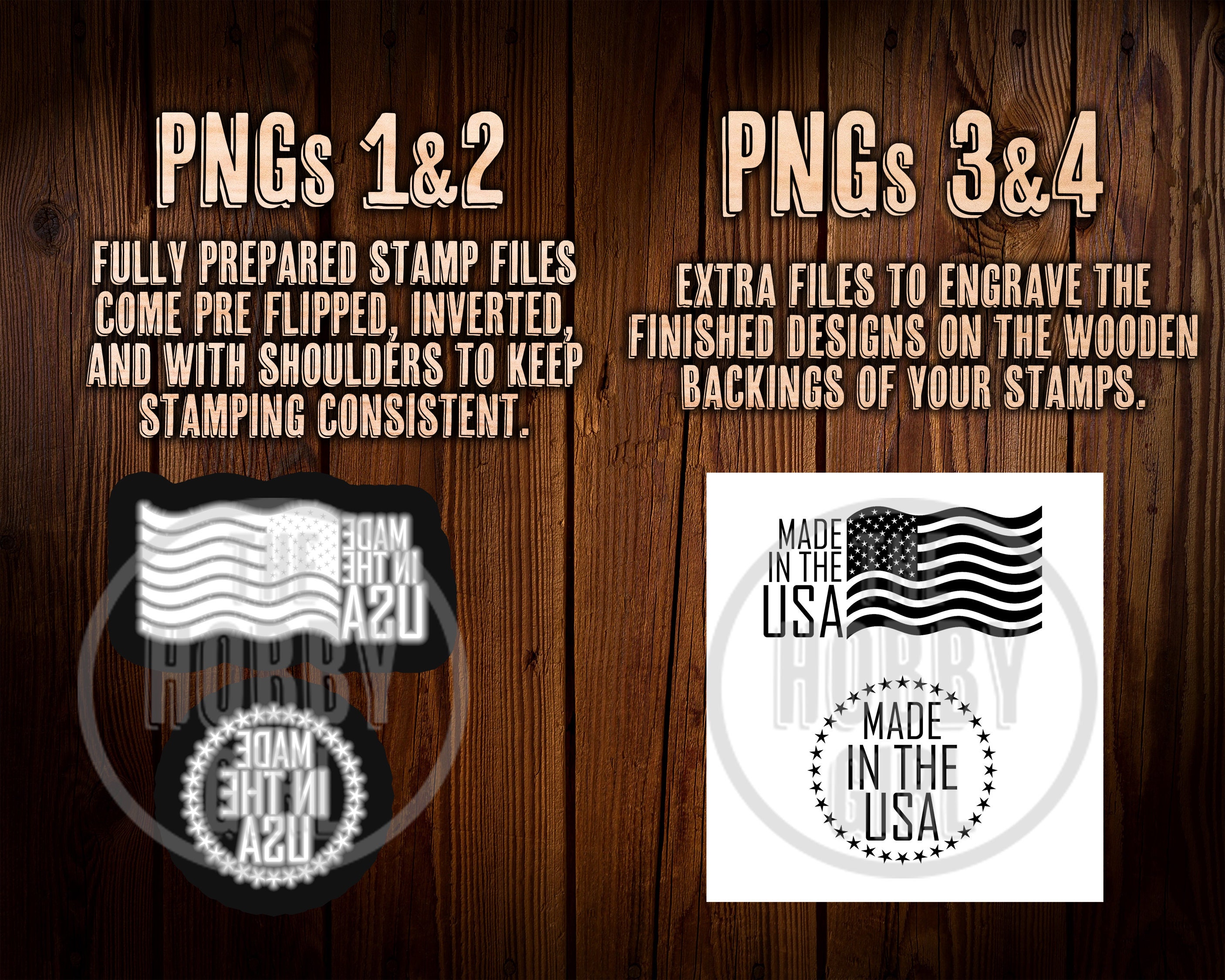 Made in the USA Rubber Stamp PNG File SET of 4/ Cut Etsy