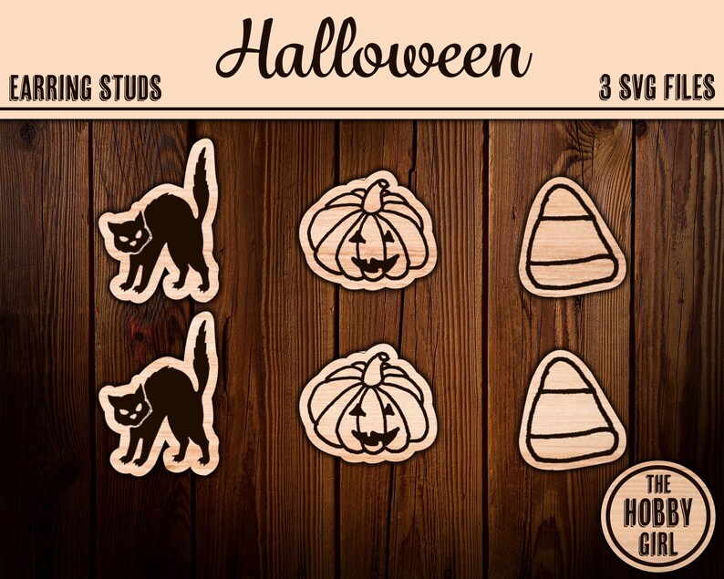 Download Halloween Earring Stud SVG File SET OF 3/ Glowforge Cut ...