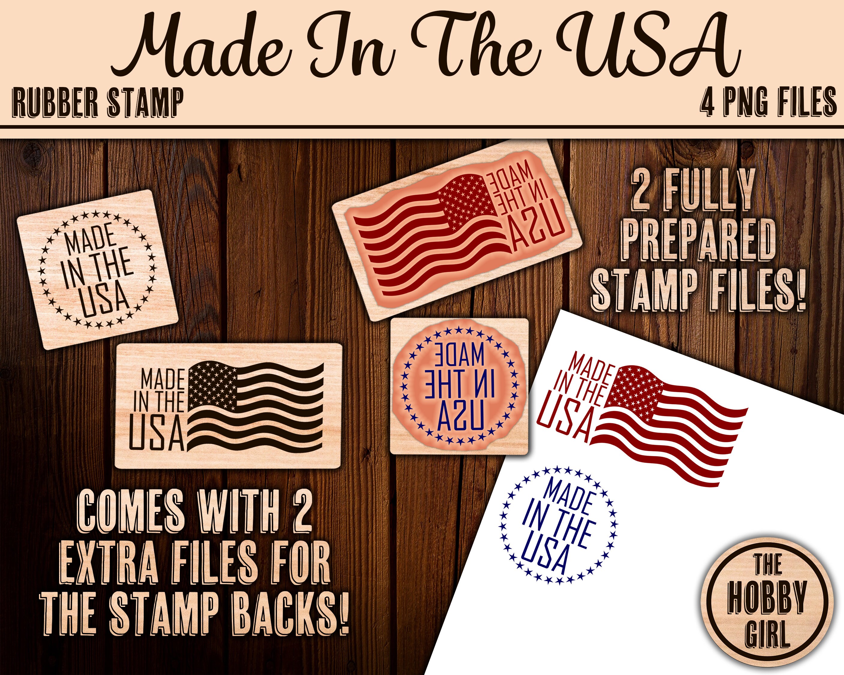 Made in the USA Rubber Stamp PNG File SET of 4/ Cut Etsy