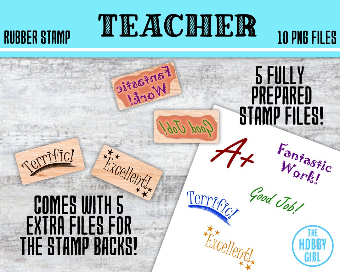 Teacher Rubber Stamp PNG File SET of 10/ Cut Files / Etsy