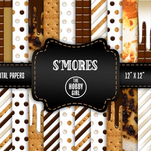 S'mores 24 afdrukbare digitale scrapbooking papier Camping Chocolate Bar Candy Drip Marshmallow Grahm Cracker Chocolate Frame digitale download