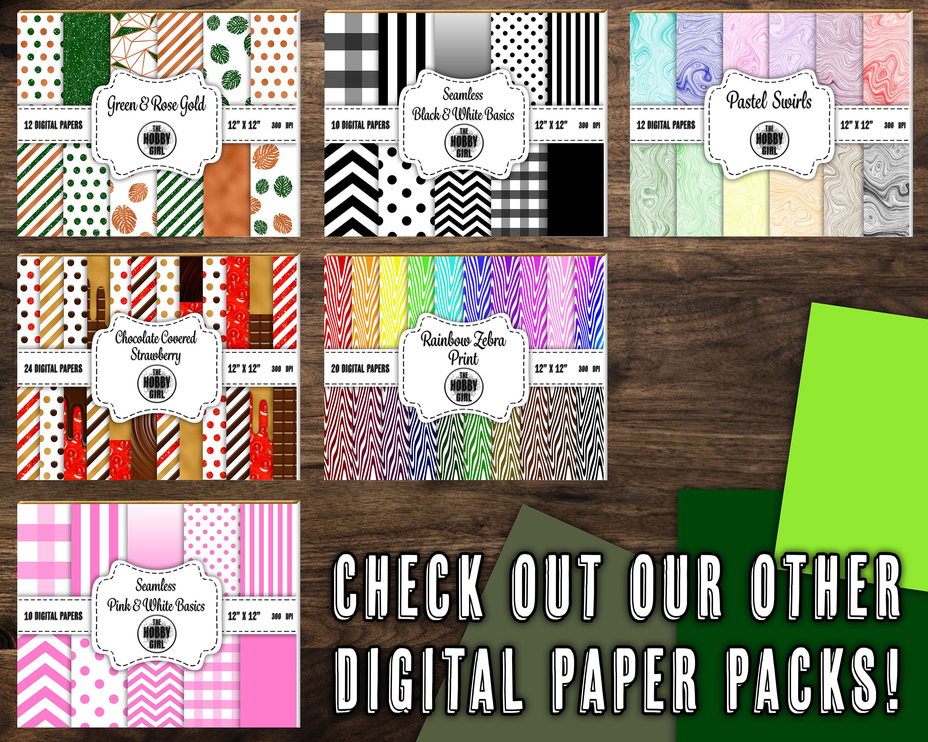 50 Unique Green Solids Digital Scrapbooking Paper Huge Instant Download ...