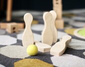 Bowling pins Skittles game Wooden bowling set Eco gift Waldorf Girl gift