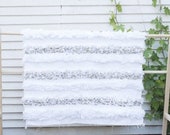 Moroccan Wedding Handira Blanket, Vintage Wedding Blanket White, Hand Woven Bed Cover by Berber Artisans on Wooden Looms. Bw44