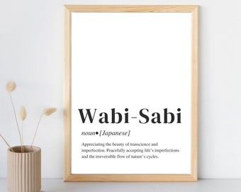 Wabi-Sabi Wall Art Print, Digital Download, Definition Print, Printable Art, Minimalist Print, Japanese Word, Inspirational Quote, Word Art