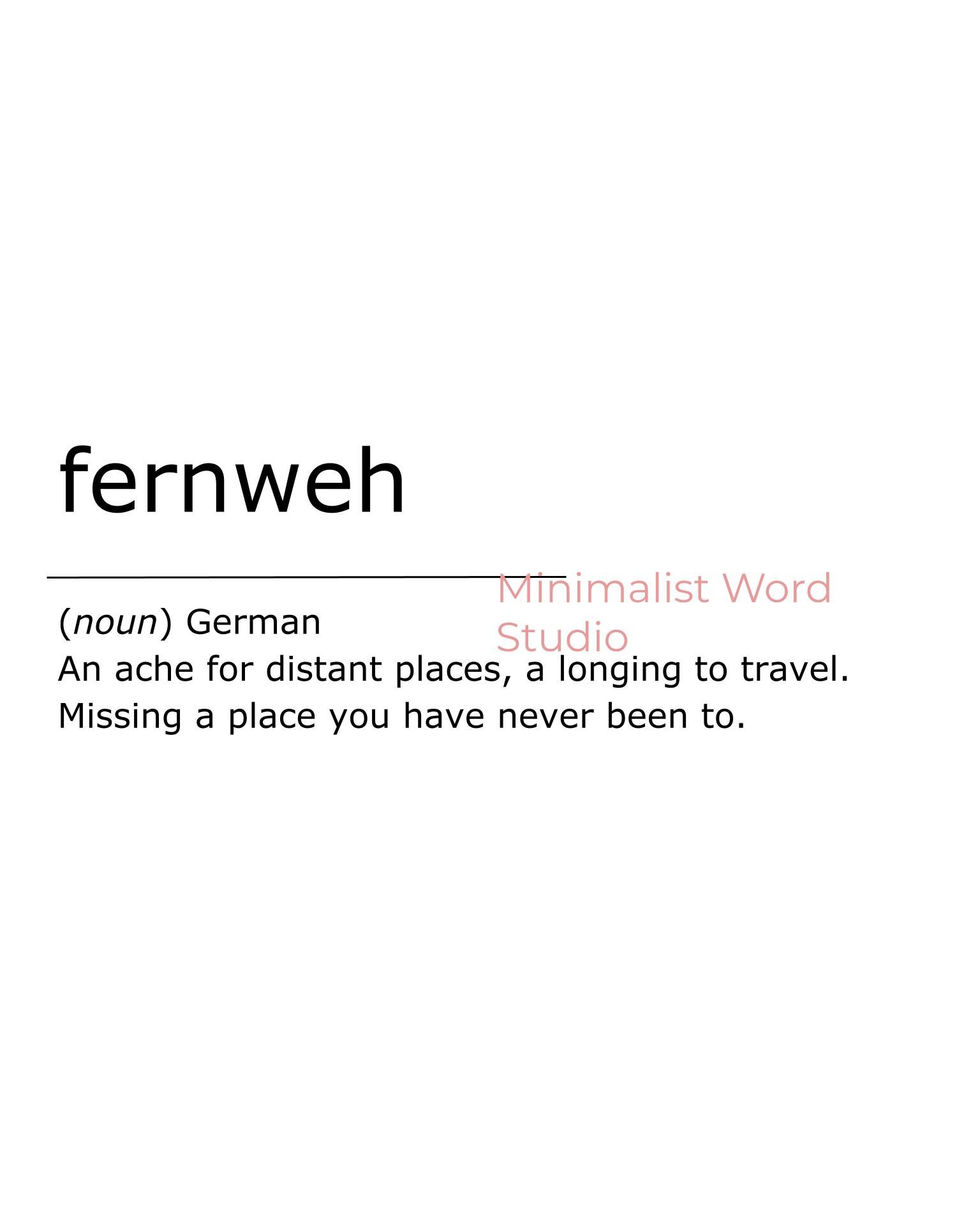 Fernweh wall art digital download definition print Etsy