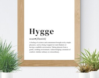 Hygge Wall Art, Digital Download, Definition Word Print, Scandinavian, Danish Word Art, Typography Poster, Hygge Definition, Minimalist Art