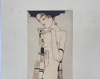 Egon Schiele etching, Limited edition signed