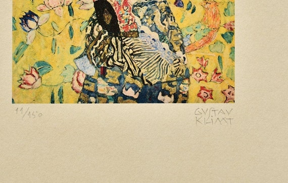 グスタフ・クリムト『扇を持つ女性』リトグラフ、限定版 - Etsy 日本