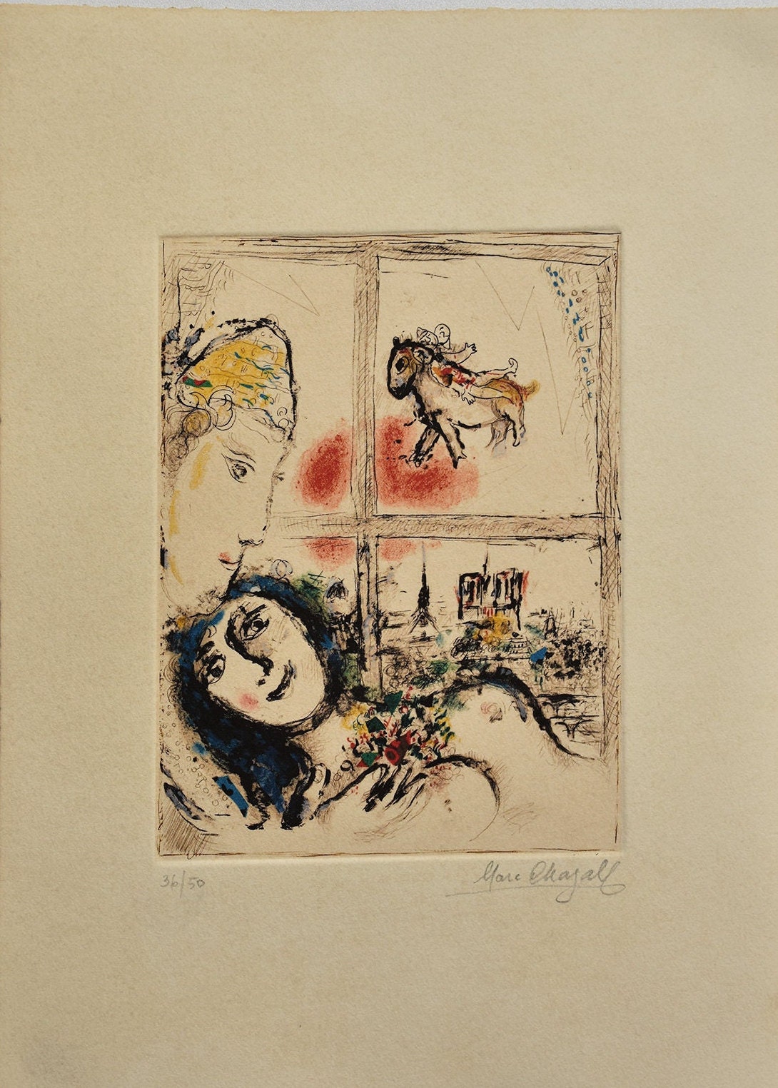 シャガール オリジナルエッチング マルク・シャガール 【デイナー】1952年 39.5x30.5cm オリジナル