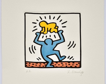 Grabado de Keith Haring sobre papel Arches. Impresión artística de A.P.