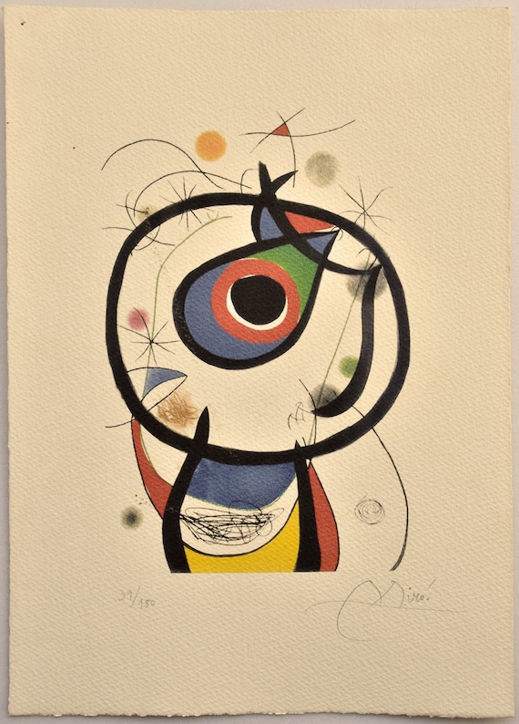 ジョアン・ミロ「プロバーブ」リトグラフ 抽象画 額縁入り シュルレアリスム ジョアン・ミロ リトグラフ 4 絵画 抽象画 版画 インテリア