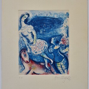 Acquaforte di Marc Chagall su carta Arches, Modernismo, Figure, Arte del sogno, Edizione limitata