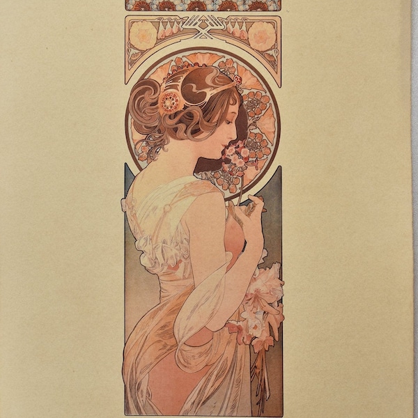 Alphonse Mucha, Lithographie Radierung, Jugendstil, Limitierte Auflage, Kunstdruck