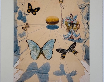 サルバドール・ダリ「象とキリン」リトグラフ、証明書、サイン入り