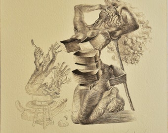 サルバドール・ダリ「象とキリン」リトグラフ、証明書、サイン入り