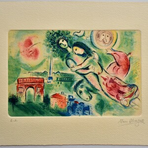 Marc Chagall Acquaforte su carta, Stampa artistica, Incisione, Surrealismo, Espressionismo, Arte naif