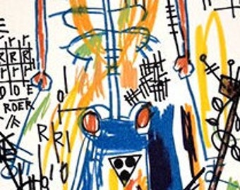 希少　バスキア　1997年製　絵　カラーリトグラフ　シリアル入り ジャン＝ミシェル・バスキア リトグラフ サイン入り - Etsy 日本