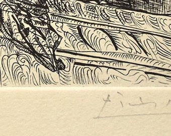 ピカソのスペイン戯曲のエッチングの版画紙へコピー ピカソのスペイン戯曲のエッチングの版画紙へコピー