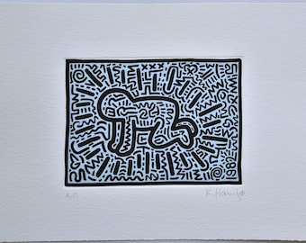 Grabado de Keith Haring sobre papel Arches, A.P. Impresión artística
