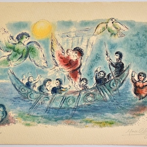 Litografia di Marc Chagall, carta Arches, modernista, arte naif, surrealismo, arte onirica