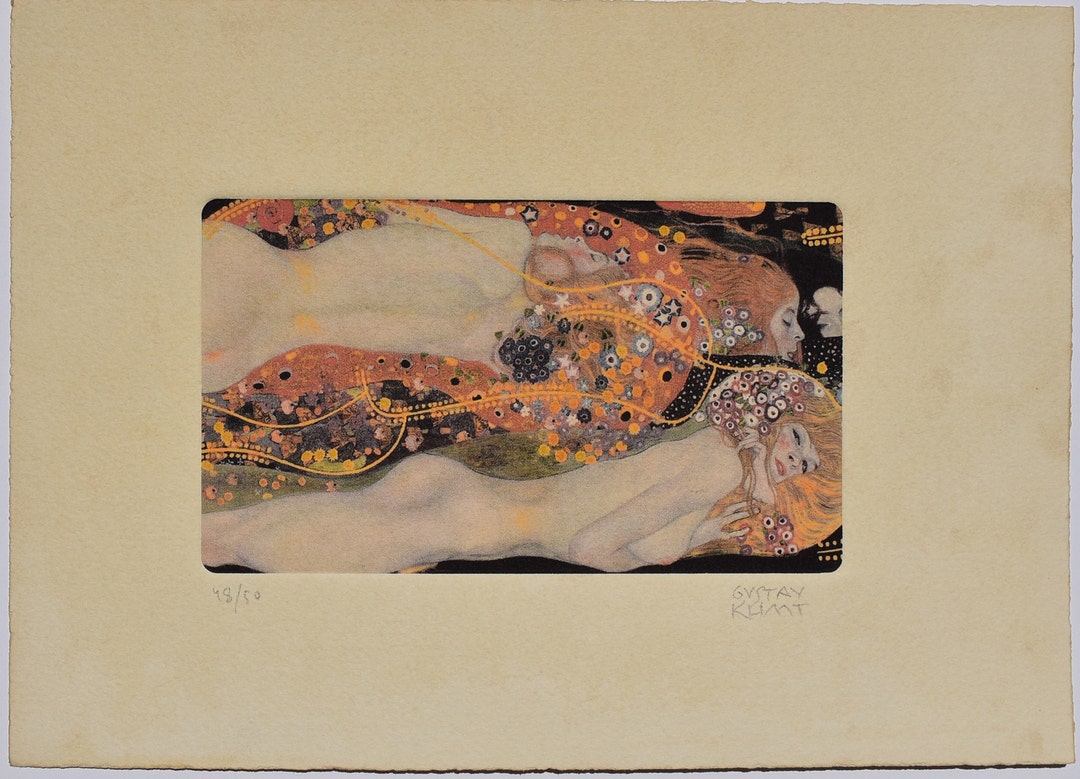 グスタフ・クリムト「水の蛇 II」エッチング - 限定版プリント - Etsy 日本