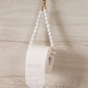 Porta carta igienica, porta rotolo di carta igienica, porta carta igienica, decorazione per il bagno con perline di legno