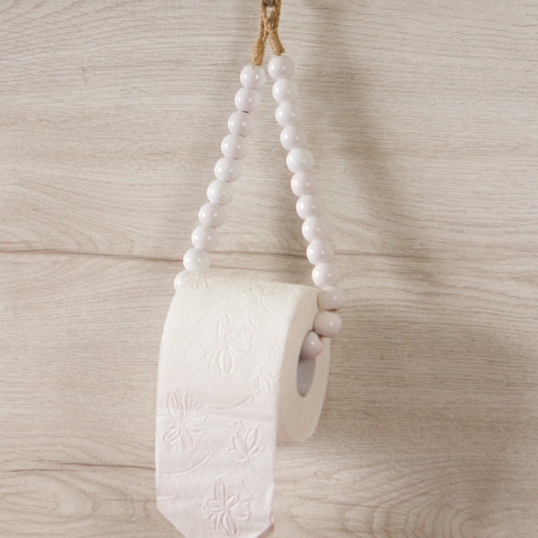 Porte-papier hygiénique, porte-rouleau de papier toilette, porte-tp, décoration de salle de bain en perles de bois