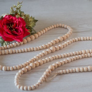 Wooden Bead Garland, Wooden Bead Garland for fireplace, Christmas tree garland, Scandinavian Christmas Garland