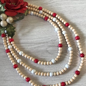 Wooden Bead Garland, Wooden Bead Garland for fireplace, Christmas tree garland, Scandinavian Christmas Garland
