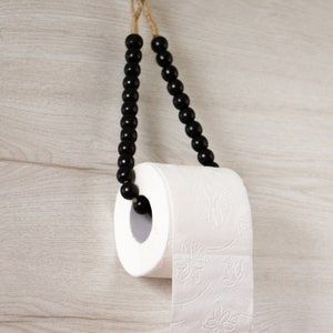 Toilet paper holder, toilet roll holder, tp holder, wooden bead bathroom decor