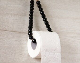 Toilet paper holder, toilet roll holder, tp holder, wooden bead bathroom decor