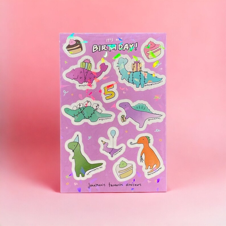 Vattentät vinylklistermärke med dinosauriemotiv i premiumkvalitet - Tål maskindisk Holographic Crackle