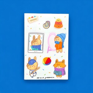 Premium Waterproof Vinyl Kawaii Bunny Sticker Sheet - Dishwasher Safe
